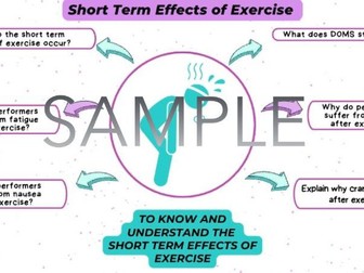 AQA GCSE PE - Short Term Effects of Exercise worksheet
