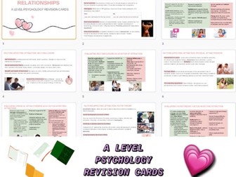 Relationships A level psychology revision cards