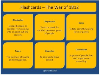 Flash cards  - War of 1812