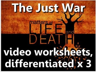 Just War: video worksheets, differentiated x3