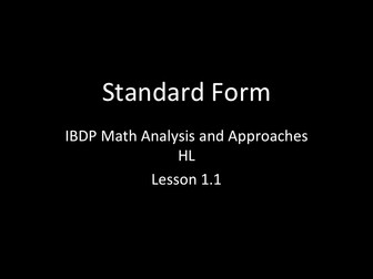 IBDP Math Analysis and Approaches HL - Standard Form