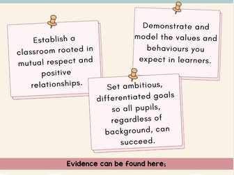 Teaching Standards - Headings, descriptors and evidence checklists
