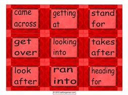 Phrasal Verb Cards 1 4 Pages = 36 Cards