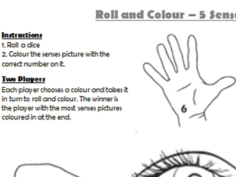 5 Senses Roll and Colour Dice Game