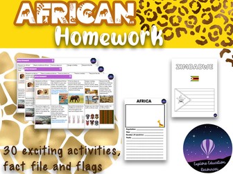 AFRICA Homework Pack - 30 Activities and Worksheets