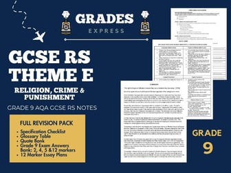 Grade 9 AQA GCSE RS: Theme E Religion, Crime & Punishment Full Revision Pack
