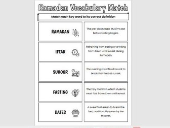 Ramadan Fun: Vocabulary Match