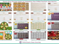 Container Words Kooky Class Spanish PowerPoint Game-An Original by Ernesto