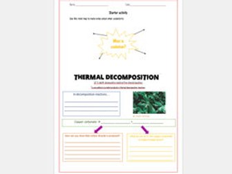 Year 7 Thermal Decomposition Worksheet