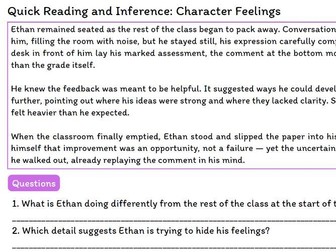 Year 8 Quick Reading and Inference – Character Reactions