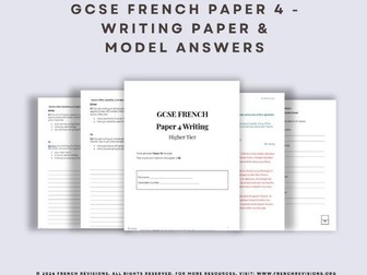 GCSE French – AQA – Paper 4 Writing Practice Paper– 2026 Specification Onwards