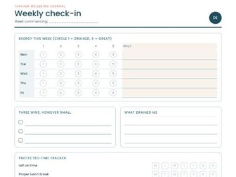 FREE Teacher Wellbeing Weekly Check-in