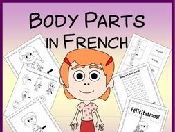 French Body Parts Vocabulary Sheets, Printables, and Matching Game