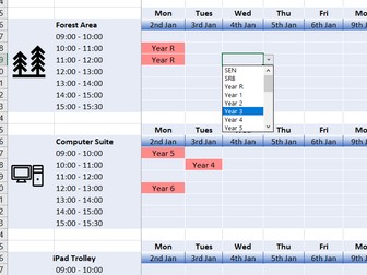 Booking Form Spreadsheet for Resources (iPad/Laptops) Rooms or Areas in school / organisation