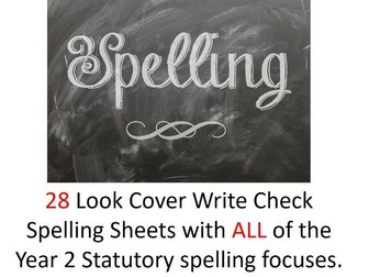 Year 2 Look Cover Write Check Statutory Spelling Patterns (All)