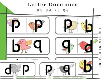 Letter Dominoes Bb Dd Pp Qq