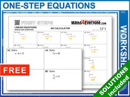 One-step Equations, with Solutions