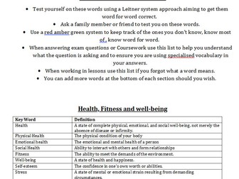 Edexcel GCSE PE Key word Booklets