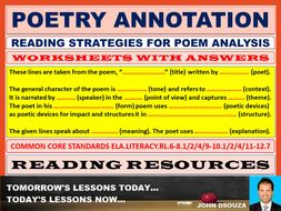 POETRY ANNOTATION WORKSHEETS WITH ANSWERS | Teaching Resources