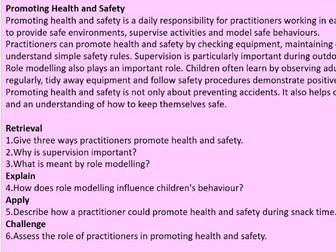 AAQ ECD Unit 2: Keeping Children Safe Learning Aim B Comprehension Activities