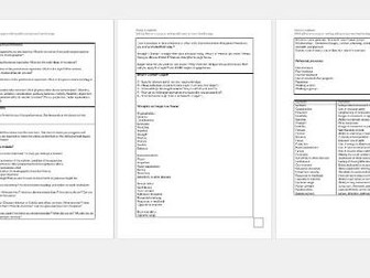 BTEC Level 2 Tech Award Performing Arts Component 2 Portfolio Writing Frame