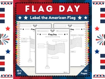 Label the American Flag : Flag Day Interactive Activity for K-2nd Grade