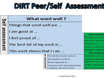 DIRT Peer and Self Assessment cards with WWW and EBI sentence stems