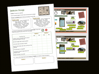Website  Features Worksheet and Activity