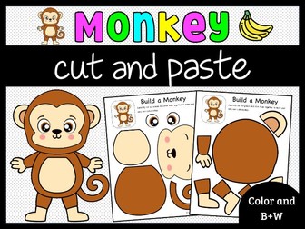 Build a Monkey Craft - Monkey Cut & Paste - Monkey Craftivity - Zoo animals