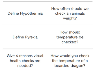 Btec Animal Care Unit 1 Exam Revision Flashcards (Monitoring ill health)