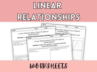 Linear Relationships WORKSHEETS | Slope, Gradient, Graphs, Error Analysis