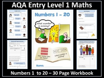 Numbers 1-20 Workbook - AQA Entry Level 1 Maths