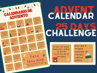 Advent calendar to boost Spanish. 25 days challenge. Calendario adviento español