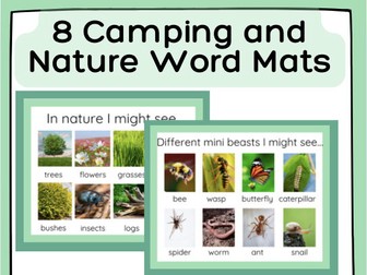Nature & Camping Themed Word Mats with Parent, Educator, and Speech & Language Guide