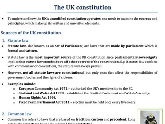 The UK constitution A Level Politics