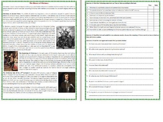 The History of Christmas - Reading Comprehension Worksheet