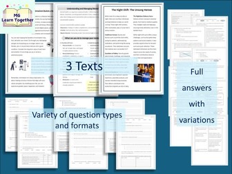 FS Functional Skills English; Level 1 & 2 Reading Comprehension bundle of 3, questions and answers