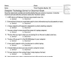 Computer Technology Correct-Incorrect Exam