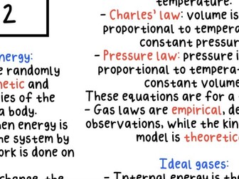 AQA A-Level Physics Thermal Summary Sheet