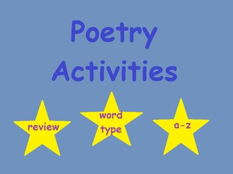 Poetry Activities - A-Z poem, Word Types and Poem Review