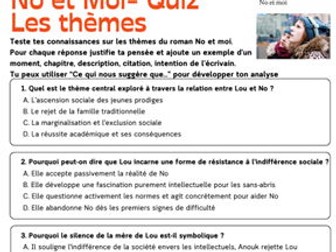 No et moi Quiz les thèmes (2 quiz + answers)