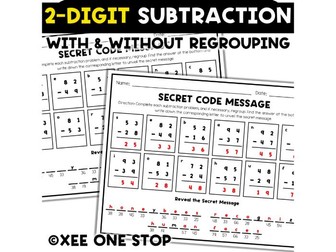 2-Digit Subtraction Secret Code Message