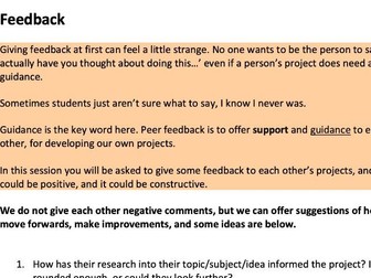 How to Give Feedback Advice Sheet for art/photography students for peer crits etc.