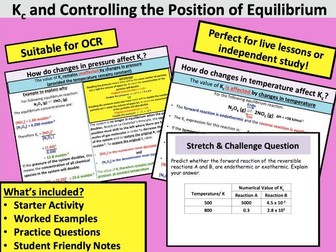 Controlling The Position of Equilibrium (Kc)