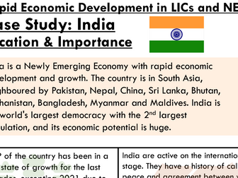 GCSE Geography Rapid Economic Development Case Study: India