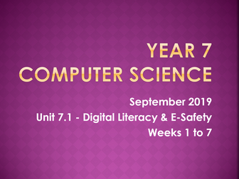 Complete Computer Science KS3 SOW: Digital Literacy
