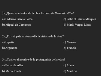 La casa de Bernarda Alba: multiple-choice test