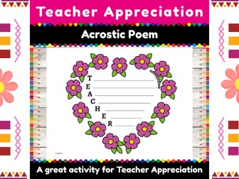 Teacher Appreciation Week Acrostic Poem Template : Creative Thank You Notes