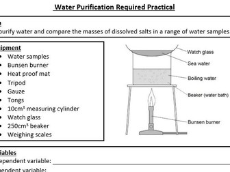 Water Purification Practical  Sheet AQA