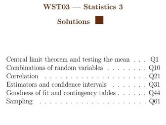 Pearson IAL Mathematics - Statistics 3 - Question By Topic - Solution PDF